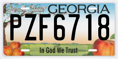 GA license plate PZF6718