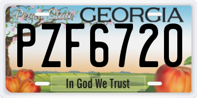 GA license plate PZF6720