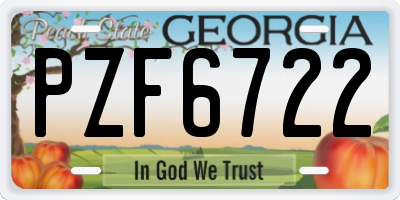 GA license plate PZF6722