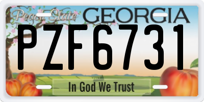 GA license plate PZF6731