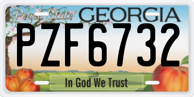 GA license plate PZF6732