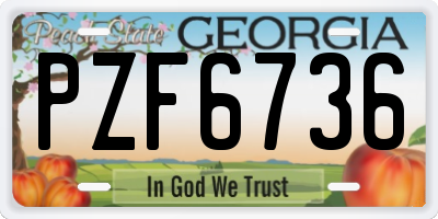 GA license plate PZF6736