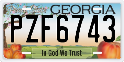 GA license plate PZF6743