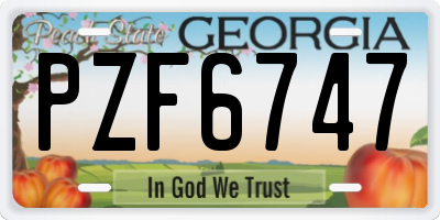 GA license plate PZF6747