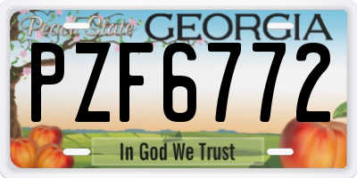 GA license plate PZF6772