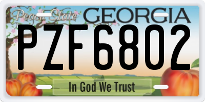 GA license plate PZF6802