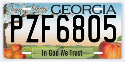 GA license plate PZF6805