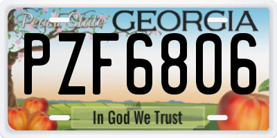 GA license plate PZF6806