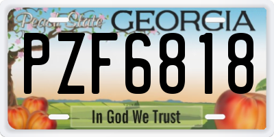 GA license plate PZF6818
