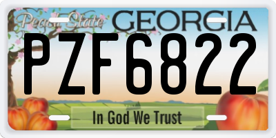 GA license plate PZF6822