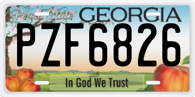 GA license plate PZF6826