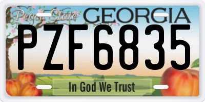 GA license plate PZF6835