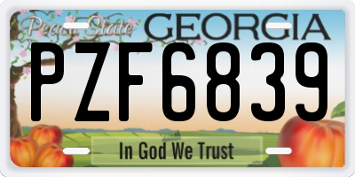 GA license plate PZF6839
