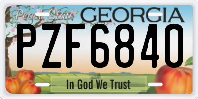 GA license plate PZF6840