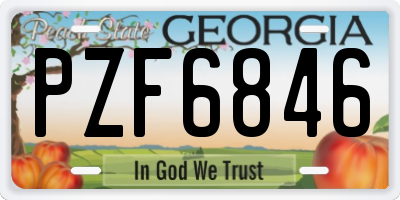 GA license plate PZF6846