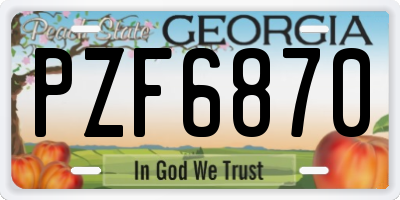 GA license plate PZF6870