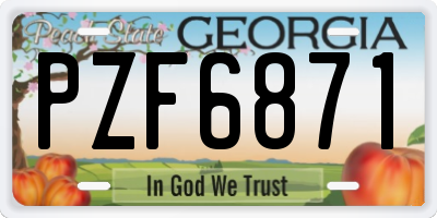GA license plate PZF6871