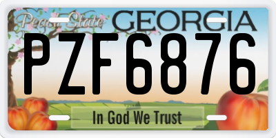 GA license plate PZF6876