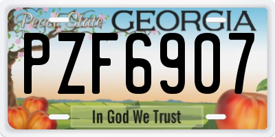 GA license plate PZF6907