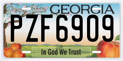 GA license plate PZF6909