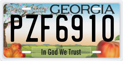 GA license plate PZF6910