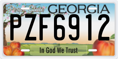 GA license plate PZF6912