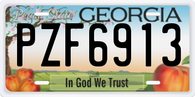 GA license plate PZF6913
