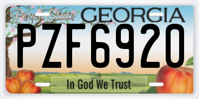 GA license plate PZF6920