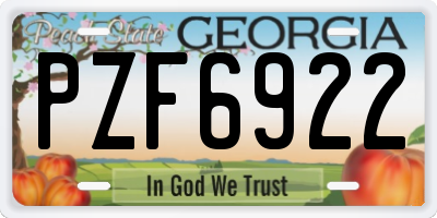 GA license plate PZF6922