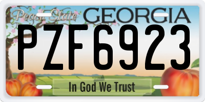 GA license plate PZF6923