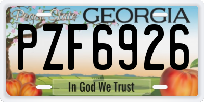GA license plate PZF6926