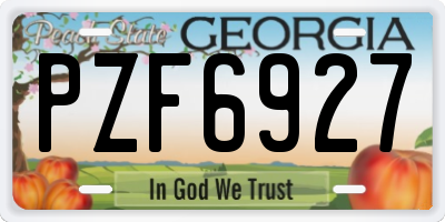 GA license plate PZF6927