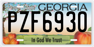 GA license plate PZF6930