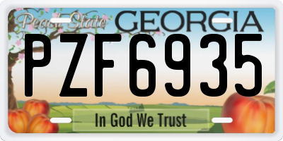 GA license plate PZF6935