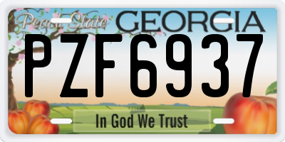 GA license plate PZF6937