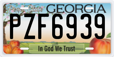 GA license plate PZF6939