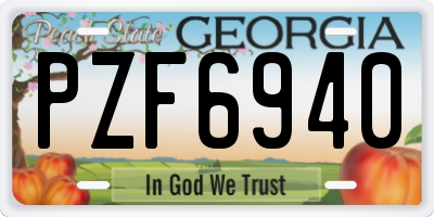 GA license plate PZF6940