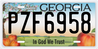 GA license plate PZF6958