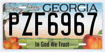 GA license plate PZF6967