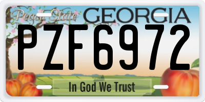 GA license plate PZF6972