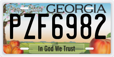 GA license plate PZF6982