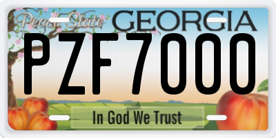 GA license plate PZF7000