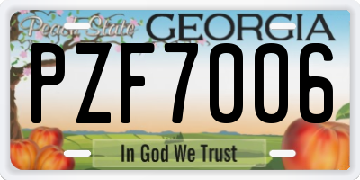 GA license plate PZF7006