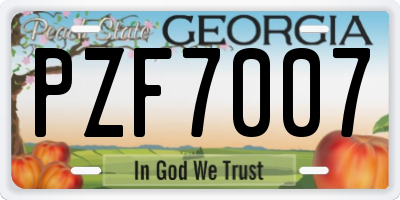 GA license plate PZF7007