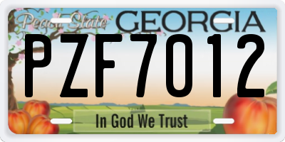 GA license plate PZF7012