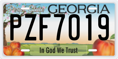 GA license plate PZF7019