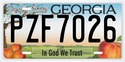 GA license plate PZF7026