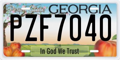 GA license plate PZF7040