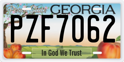 GA license plate PZF7062