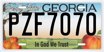 GA license plate PZF7070